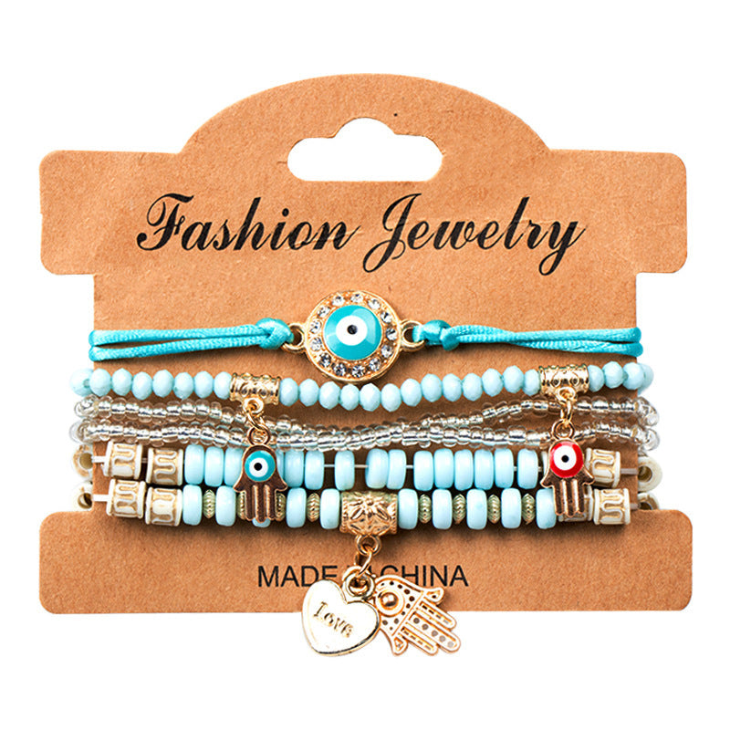 Wholesale Devil's Eye Fashion Bohemian Multi Layer Bead Charm Bracelet